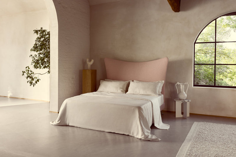 Savoir Amelia Bed Frame with Herringbone Linen Set in Oatmeal