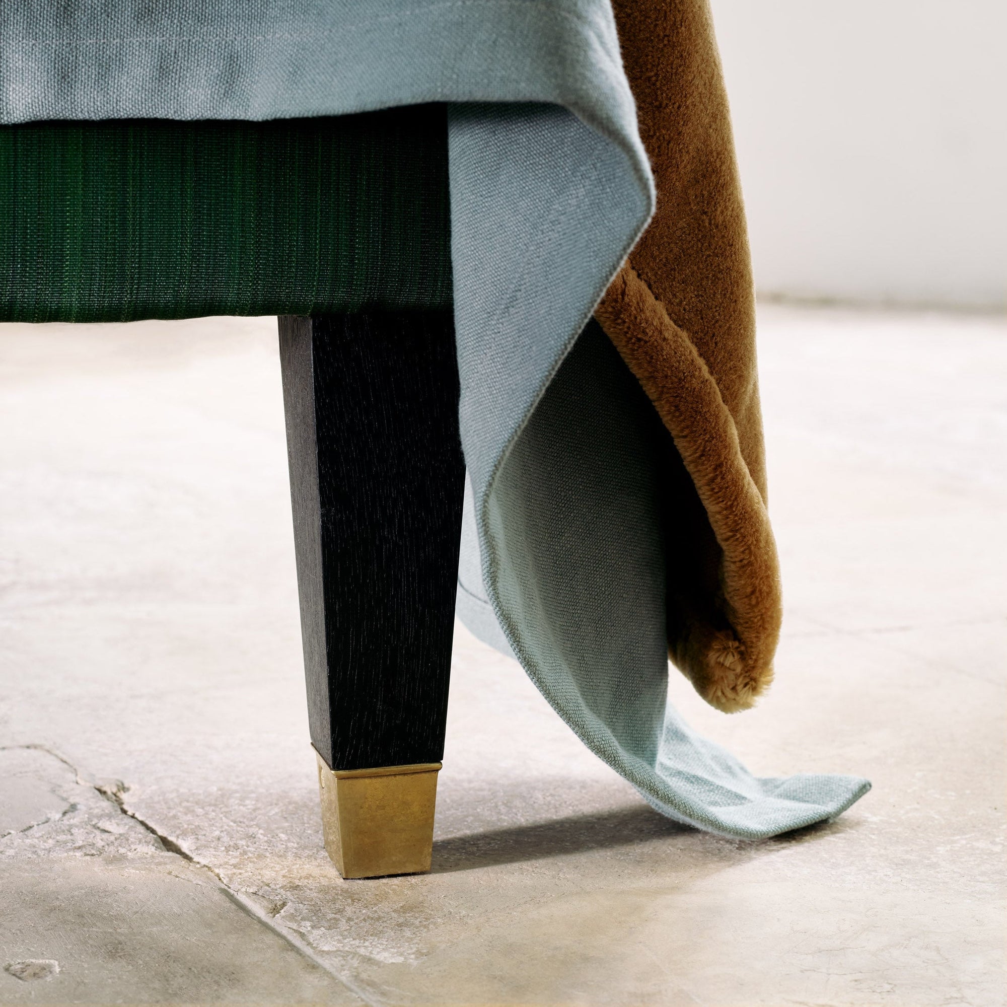 Close-up of the Savoir Virginia Georgian legs with brass metal cups