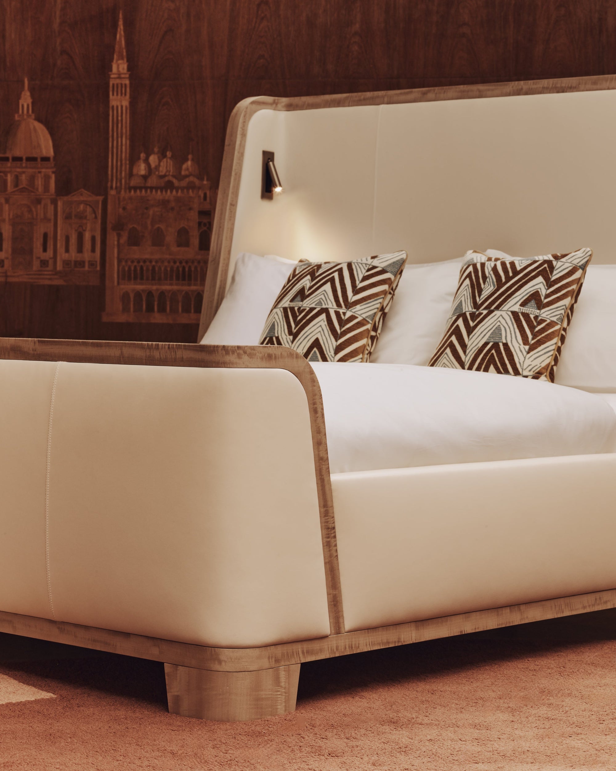 Angle view of the Tranquility bed photographed in Eltham palace