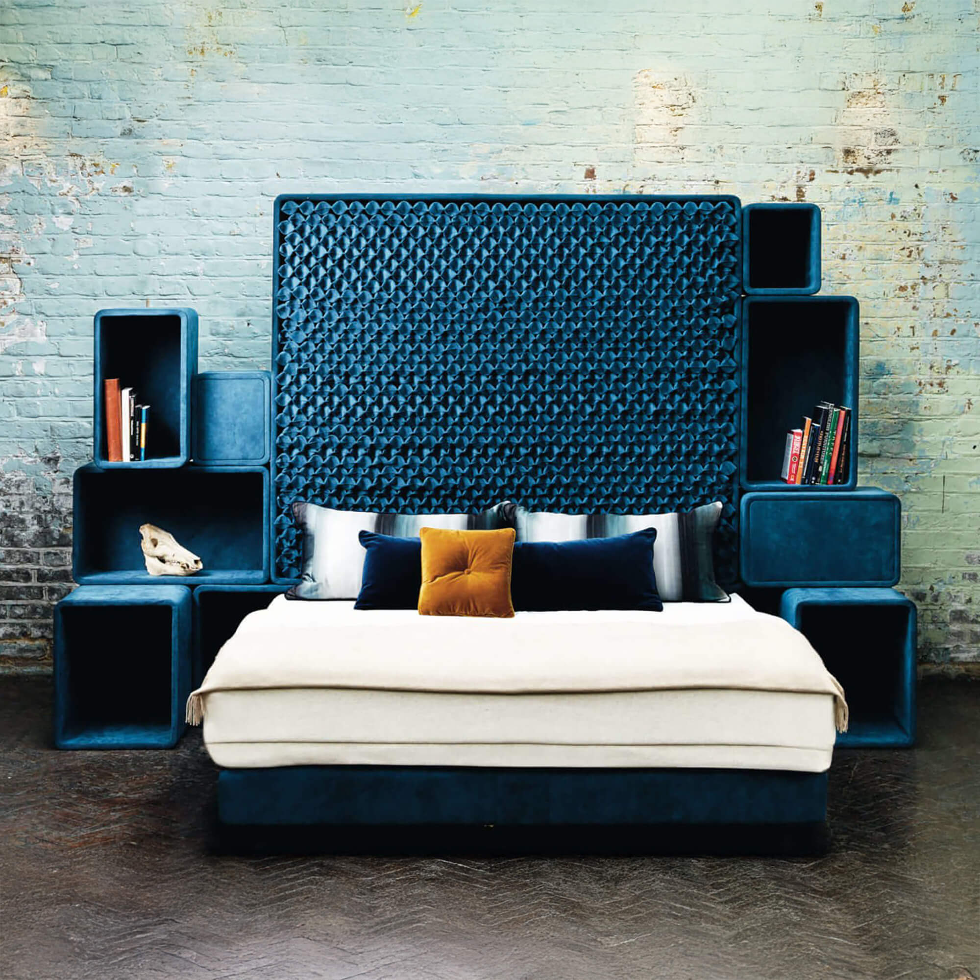Savoir B bed completely dressed with cushions