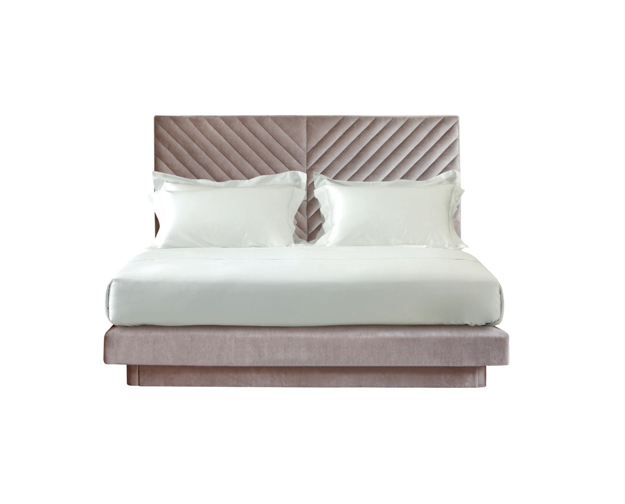 Undressed Savoir Stella bed with a light pink headboard and base