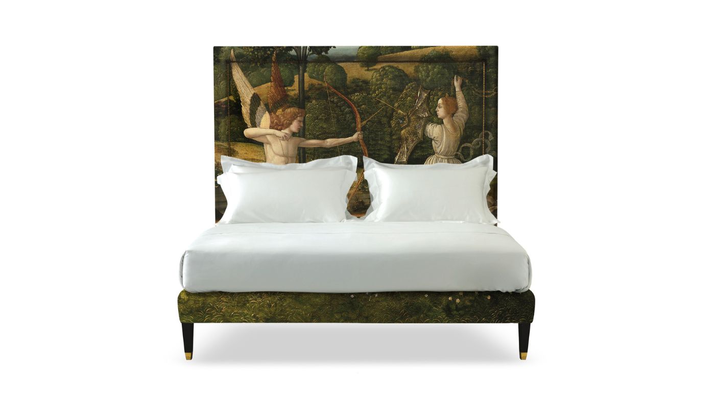 Undressed Felix Love Chastity headboard and base featuring a mattress and cushions