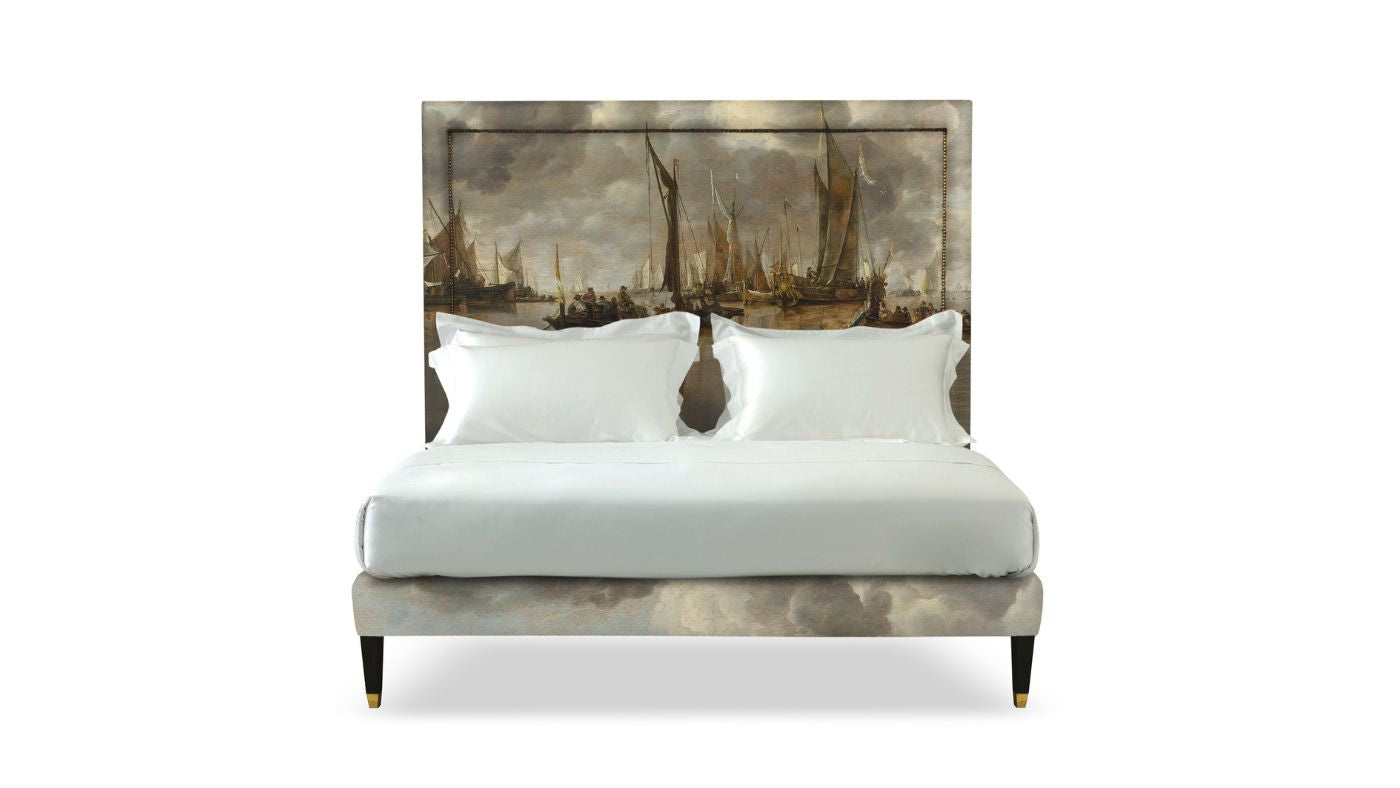 Undressed Felix with the shipping scene headboard and base featuring a mattress and cushions