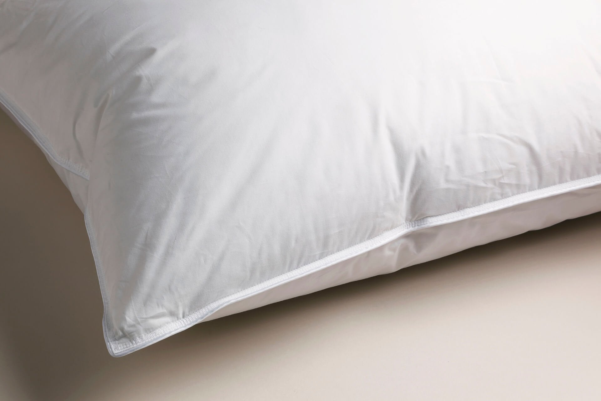 Closeup of a Hungarian goose down pillow