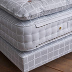 Close-up and side view of a No4 mattress and base