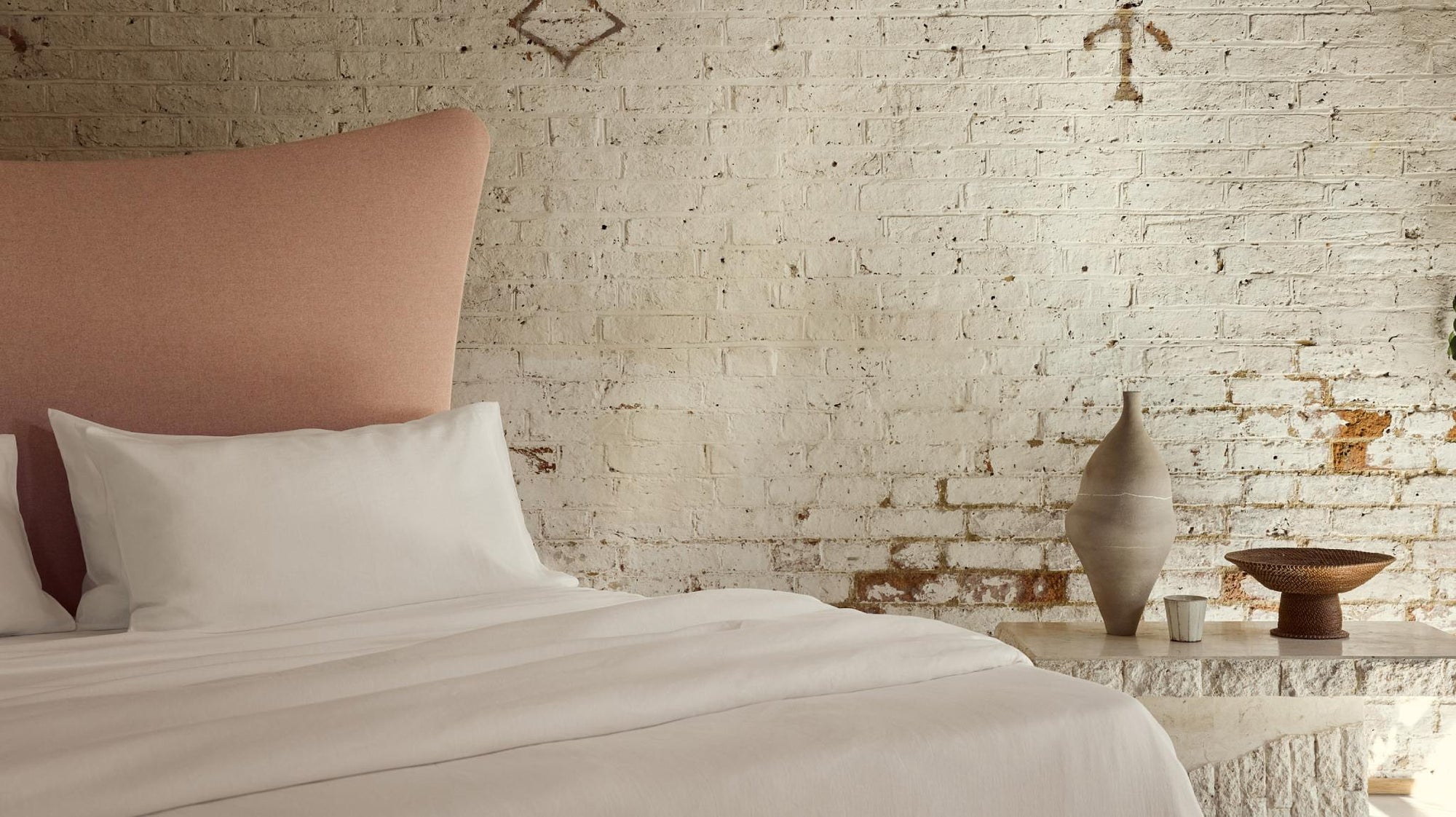 Close-up of the Amelia headboard with soft curves
