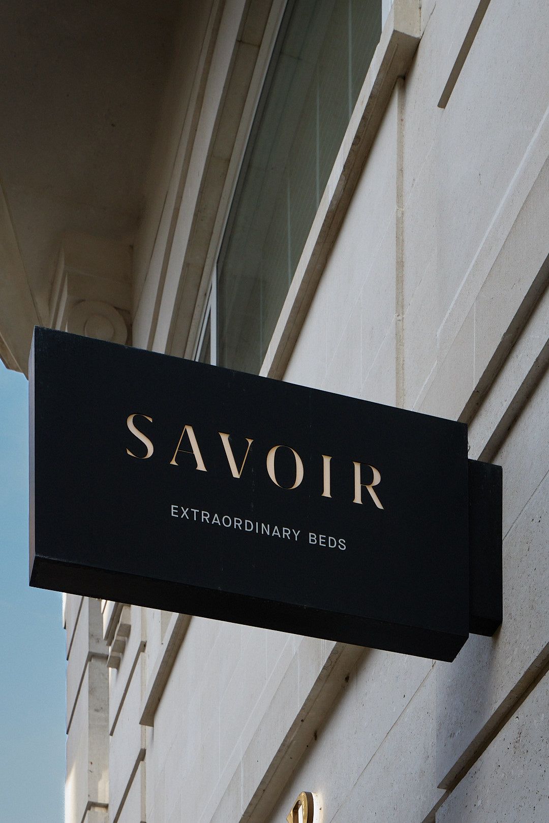 Savoir big sign on the outside of the Mayfair Showroom