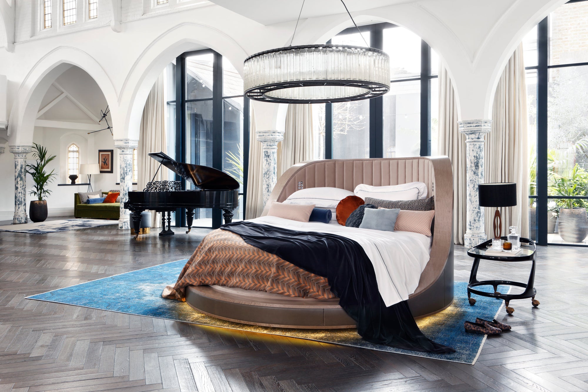 The Three Sixty bed with cushions