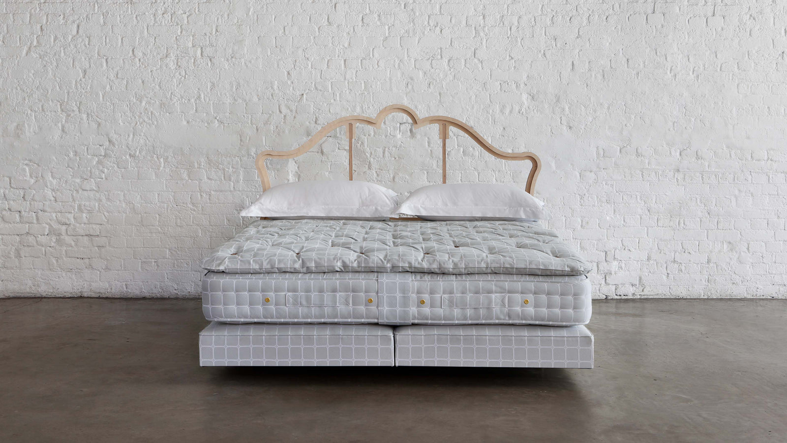 The No 4 vegan bed set with a stripped back headboard frame