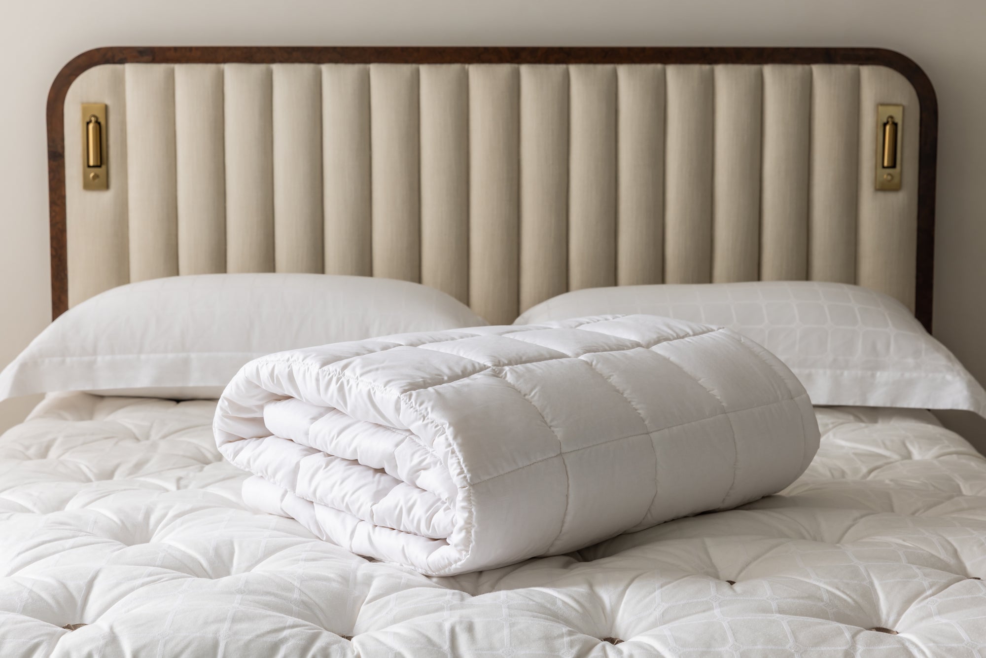 folded mattress protector on savoir luna bed