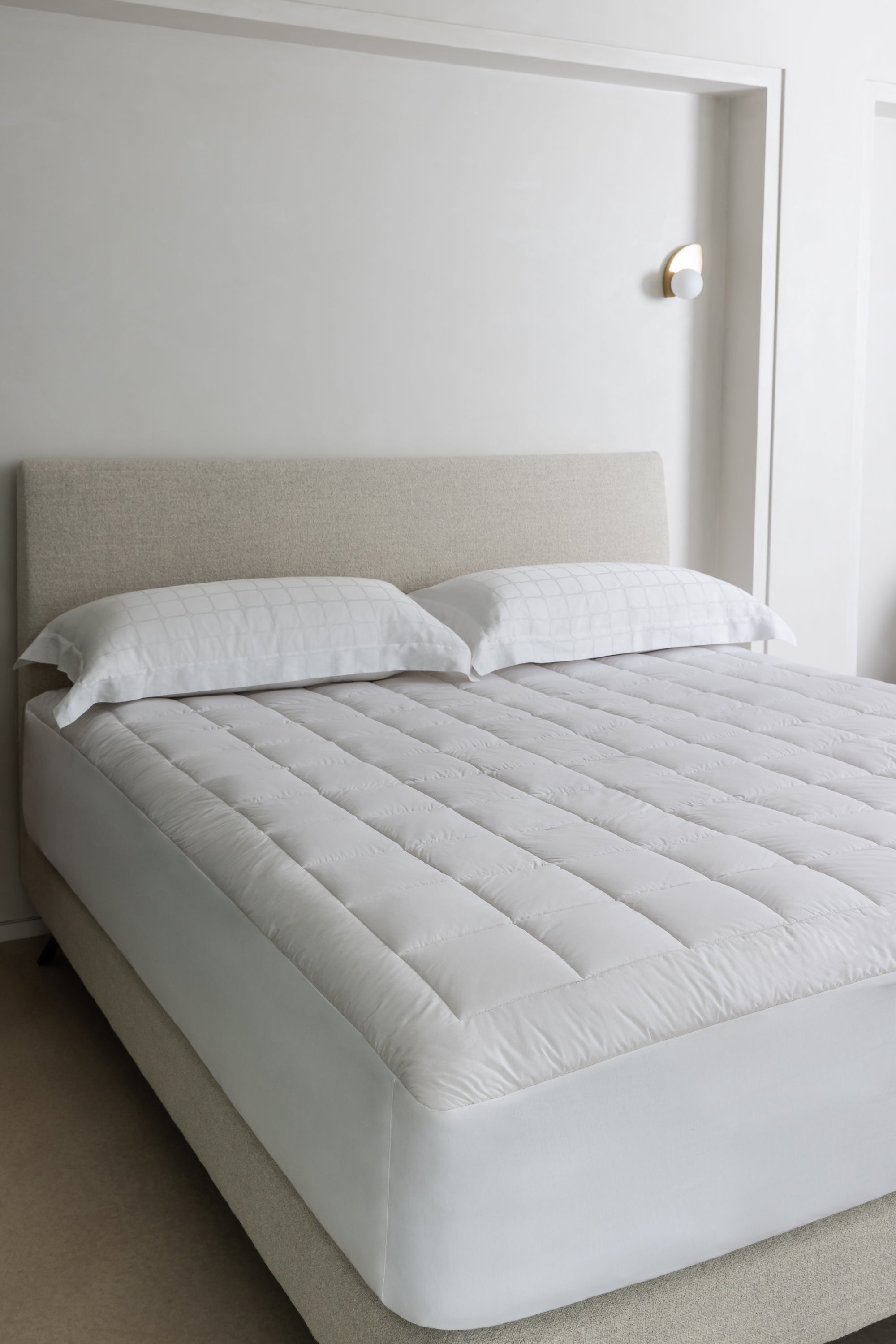 savoir bed with wool mattress topper with skirt
