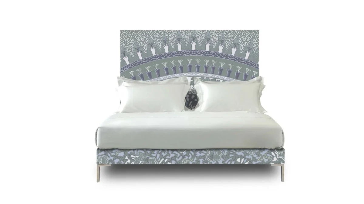 Entire view of the Lilies bed by Zandra Rhodes with grey accents
