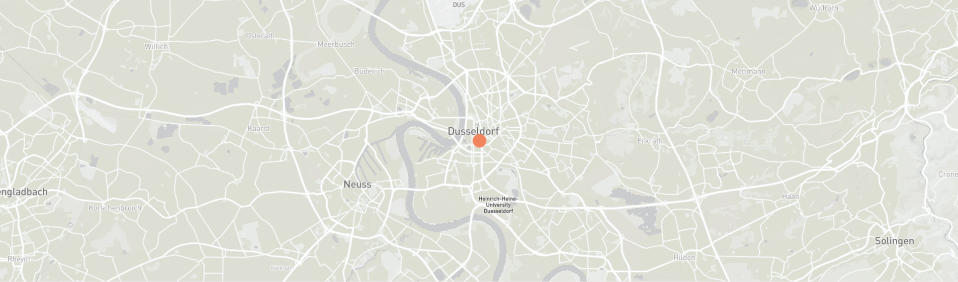 Map of a city with a red dot indicating a location