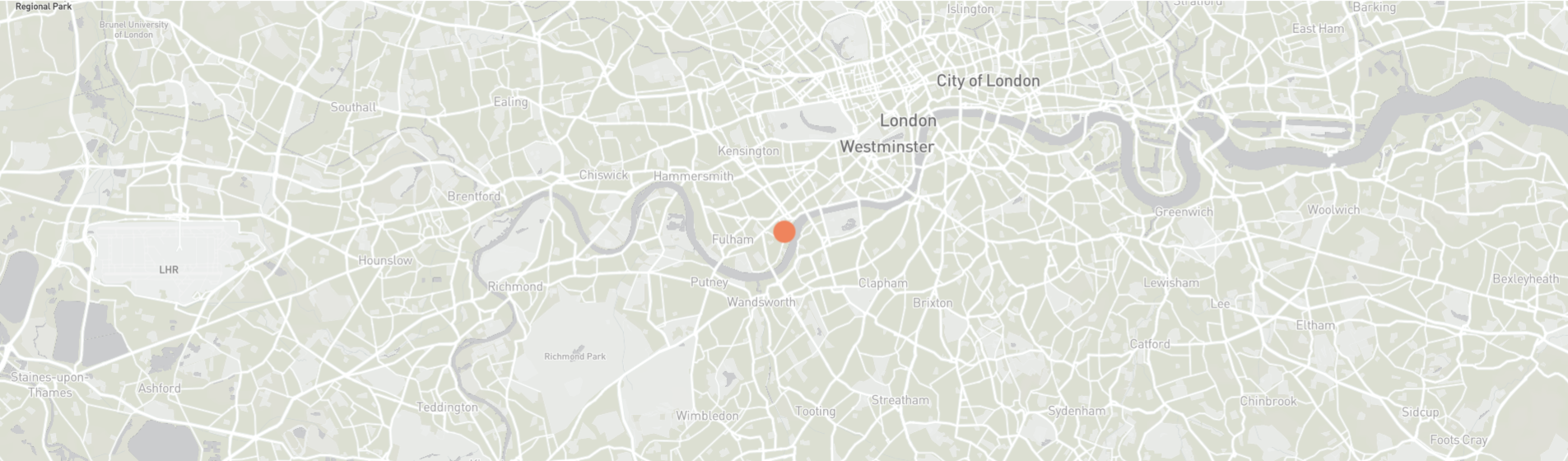 Map with a red dot indicating a location