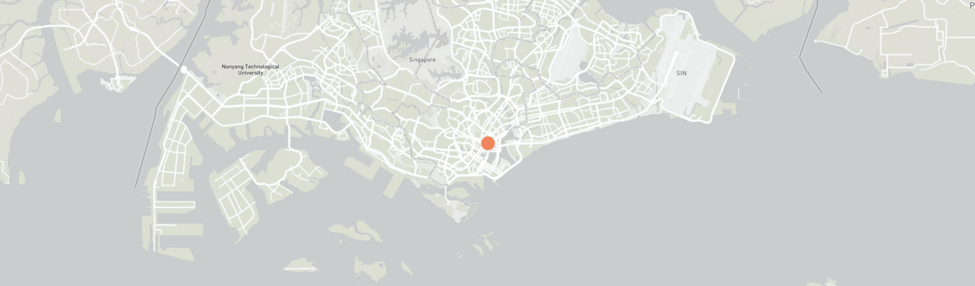 Map of a city with a red dot indicating a specific location