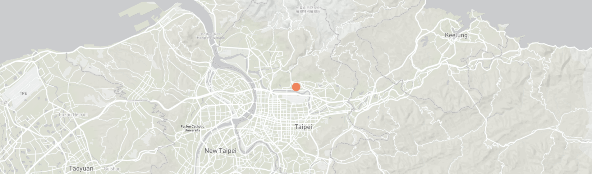 Map of a city with a red dot indicating a specific location.